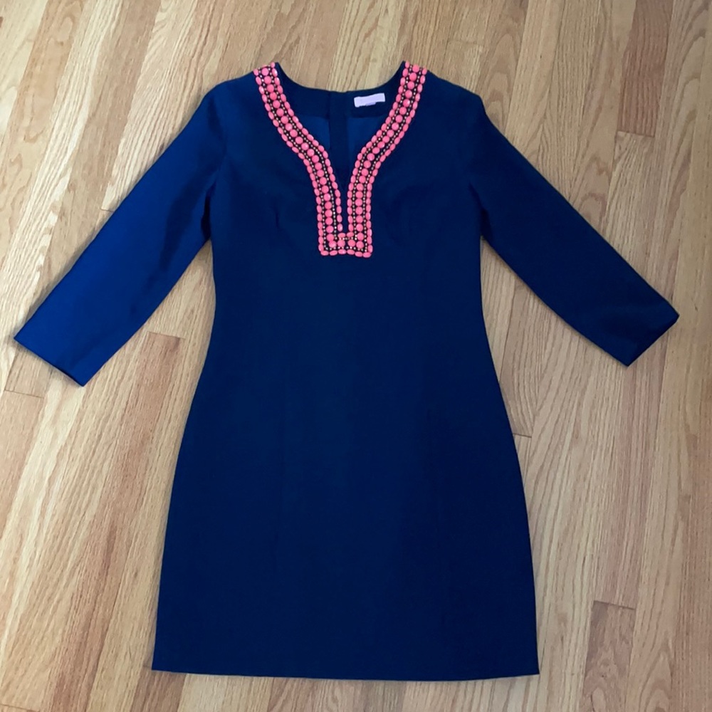 Navy Lilly Pulitzer Dress 3/4 Sleeve Size 6